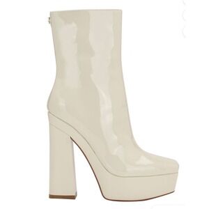 GUESS Byra Ivory Platform Ankle Boots Chunky Heel Y2K Bridal 8